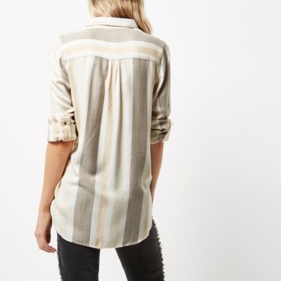 Cream stripe relaxed fit shirt
